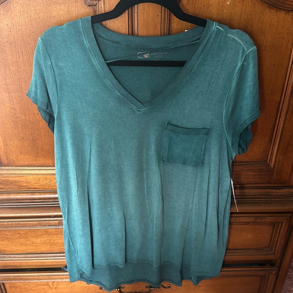 Teal, soft jersey feel long tee